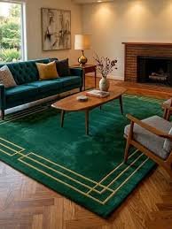 Hand Tufted Carpet Green & Gold - Image 2
