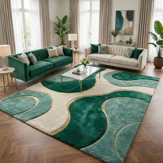 Hand Tufted Carpet Green & Gold